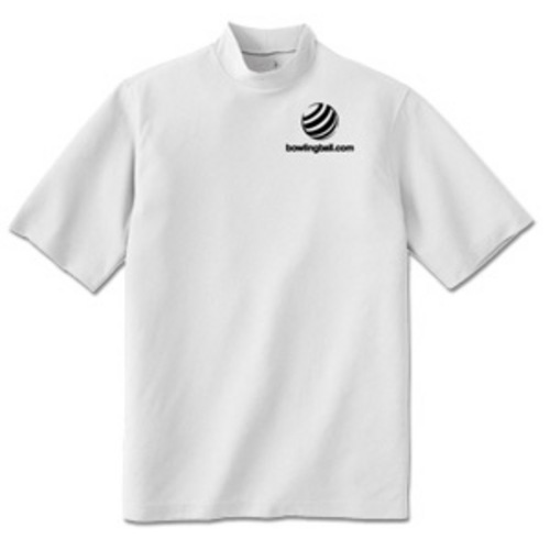 bowlingball.com White Mock Neck Shirt w/ Black Embroidered Logo&nbsp;